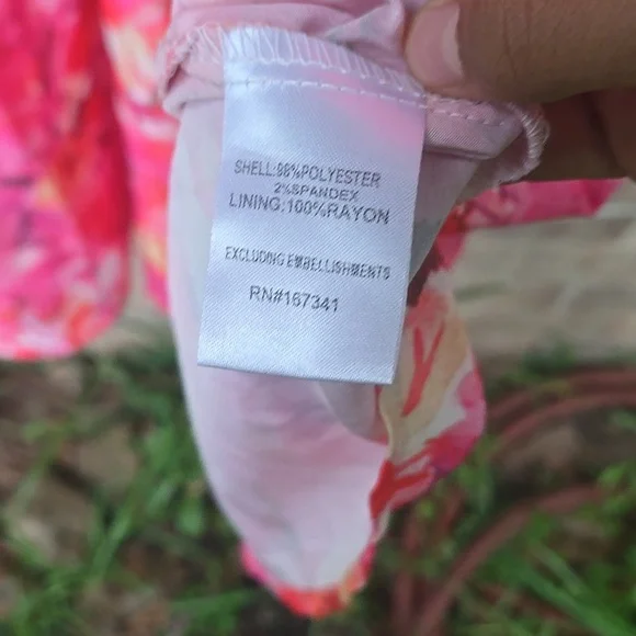 Holly Molly Elegant Pink Floral Women's Dress Size L Nwt - Picture 6 of 7